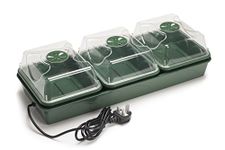 EarlyGrow MPL50034/P Heated Electric Shatter Resistant 3-Bay Windowsill Propagator 54.5 x 21.5 x 14.5 Centimetres - Green