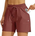 Willit Women's 5" Hiking Shorts Golf Athletic Outdoor Shorts Quick Dry Workout Summer Water Shorts with Pockets Cacao L