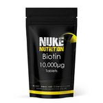 Nuke Nutrition Biotin Tablets 10000mcg - x60 - Hair Vitamins for Growth and Hair Loss - High Strength Skin Nail & Hair Vitamins Supplements to Reinforce Keratin - Hair Growth for Men and Women