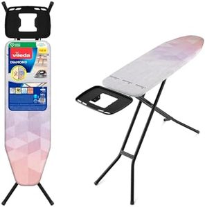 Vileda Diamond Medium Ironing Board - Height Adjustable up to 97cm - Foldable - Titanium-Coated Ironing Cover - Longer Like New - Compact and light - 120 x 38cm