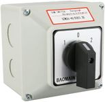 Baomain Universal Rotary Changeover Switch SZW26-40/D303.3D with Master Switch Exterior Box 660V 40A 3 Position 12 Terminals 3 Phase