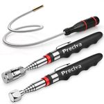 3PCS Magnetic Telescopic Pick-up Tool Kit,Preciva 16LB Magnetic Sticker Gadget，8LB LED Retractable Magnetic Pickup Tool，60CM 1LB Flexible Magnetic Pick Up Tools