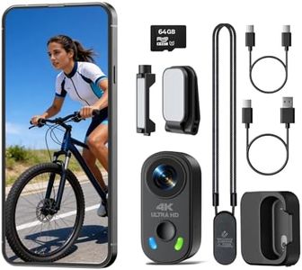 4K POV Action Camera Mini Body Cam with Thumb Size, WiFi APP Control, Charging Case, 64GB TF Card, Hands Free POV Recording with Magnet Mount for TikTok Content Creator Vlogging Walking Cycling