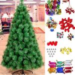 ALILA Artificial Christmas Tree with Star LED Lights & Hanging Ornaments, Foldable Metal Stand | Indoor and Outdoor| Suitable for X-mas Parties, Home & Offices (6Feet)