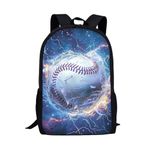 KUIFORTI Water Baseball Print Backpack for Boys Kids School Book Bags Baseball Print School Bags Large Children School Daypack Rucksack Travel Bags