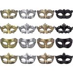 FEQO 16 Pieces Vintage Antique Masks Masquerade Masks Venetian Masks for Costumes Holloween Cosplay Party Ball