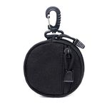 Coin Purchase Keychain, Professional Molle Pouch Accessories for Men, Small Round Coin Holder Pouch as Wallet, Change Purse, EDC Pouches. (Black)