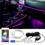 Car LED Interior Strip Light, 5 in 1 16 Million Colors with 236 inches Fiber Optic, Multicolor RGB Sound Active Automobile Atmosphere Strip Ambient Lighting Kit Wireless Bluetooth APP Control