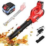 Lemolifys Leaf Blower Cordless 21V, 350 CFM 180 MPH Electric Cordless Leaf Blower with 4000mAh Battery & Charger, 6-Speed Dial Control, 2 Section Tubes Leaf Vacuum for Lawn Care, Snow, Debris, Dust