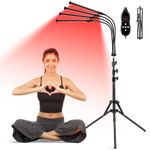 Cozion Red Light Lamp with Stand,420LEDs Red Infrared Light Device,660nm & 850nm Near Infrared Light Lamp,4 Heads Infrared lamp, 360° Rotating with Timer
