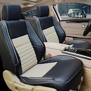 AUTOXYGEN Car PU Leather Luxury seat Cover Front & Rear Accessories for Indigo (Black & Beige, 1012)