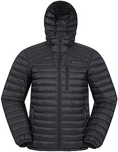 Mountain Warehouse Henry II Mens Down Padded Jacket - Water Resistant Coat, Insulated Winter Wear - Clothing for Outdoor, Travel Jet Black XS