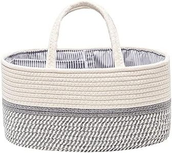 Organizador de carrito de pañales para bebés, canasta de almacenamiento portátil de pañales tejidos con cuerda de algodón con compartimentos intercambiables, regalo para recién nacidos (8 gu-gris)