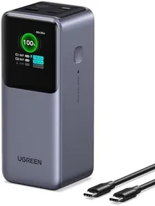 UGREEN Nexode Power Bank 20000mAh 130W Portable Charger 72Wh PD Fast Charging 3-Port USB C Battery Pack with TFT Smart Display for Macbook/ipad/iPhone 15/Samsung S24/Switch and More