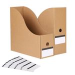 suituts 24 Pack Cardboard Magazine File Holder Organizer, Foldable Magazine Storage Box Holder Document Rack Corrugated Magazine Holder for Home Office School (10.12 x 3.78 x 10.43 In, Brown)