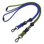 wisdompro 2 Pack of 23 inch Durable Round Cord Adjustable Lanyard with Safety Breakaway Buckle, Detachable Buckle and Heavy Duty Metal Hook for ID Card Badge Holder and Keys - Blue and Army Green