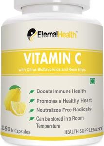 EternalHealth Vitamin C (High Potency Form) - 180 Capsules with Citrus Bioflavanoids & Rose Hips - 180 Veg Capsules