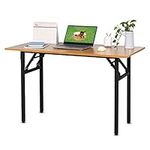 BELIWIN Folding Computer Desk, No-Assembly Writing Desk, PC Laptop Home Office Desk Workstation, 120 x 60 x 75 cm, Walnut