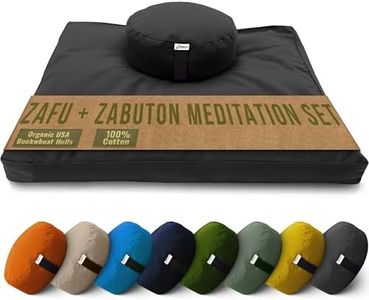 Bean Products Meditation Cushion Set - Zafu and Zabuton Meditation Pillows for Sitting on Floor, Yoga Cushion, Cotton Yoga Pillow, Zen Kneeling Prayer Pad- Made in USA - Round, Black