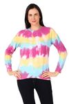 Stories.Label Tie Dye Pullover Korean Sweatshirt Tops for Women, Printed Long Sleeve Cotton Winter Sweater Sweatshirts for Girls Includes Plus Sizes (3XL, Turquoise Blue)