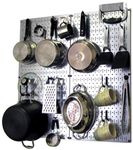 Wall Control 30-KTH-200 GVB Kitchen Pegboard Organizer Pots and Pans Pack Storage and Organization Kit Accessories, Silver/Black 32 x 32