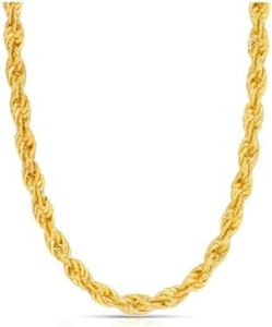 ONTHOLOGIE Gold Vermeil 9.3 mm Rope Chain Necklace for Women - 32 Inch 18k Gold Vermeil Sterling Silver 925K Necklace, Trendy Gifts and Necklaces for Her