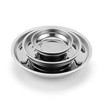 CASOMAN 3-Piece Round Magnetic Trays Set, 3" 4" 6", Stainless Steel Magnetic Parts Tray Set, Magnetic Tray Holder, for Socket Screw, Nuts, Bolts, Metal Parts, Strong and Durable