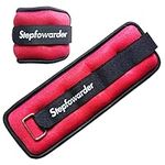 Stepfowarder Ankle/Wrist Weights 0.3-1kg a Pair with Adjustable Strap for Arm, Hand & Leg, Walking, Jogging, Gymnastics, Aerobics, 3 Colours (2*0.3KG - Red)