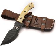 Regal Edge Knives Fixed Blade Knife – 10" Black Coated Tracker Hunting Knife With Sheath - Tactical Survival Knife For Men - Full Tang 1095c High Carbon Steel - For Camping, Hunting, and Outdoor Use