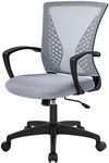 BestOffice Home Office Chair Ergonomic Chair Mid Back PC Swivel Lumbar Support Adjustable Desk Task Computer Comfortable Mesh Chair with Armrest (Gray)