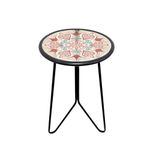 LIFFY Outdoor Metal Side Table,12" Small Outdoor Accent Table with Glass Top,Indoor Round Home Decorative End Table,Weather Resistant Patio Plant Stands Outside for Garden Bedroom Kitchen Balcony