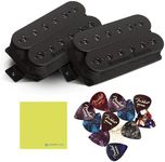 Seymour Duncan Blackened Black Winter 6-String Guitar Pickup Set Bundle w/ 12x Feder Guitar Picks, and Liquid Audio Polishing Cloth