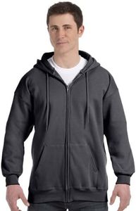 Hanes Men's Full Zip Ultimate Heavyweight Fleece Hoodie, Charcoal Heather, XX-Large