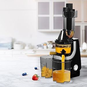 Spector Electric Cold Press Juicer Whole Fruits Vegetable Slow Masticating Machines Orange Celery Wheatgrass Carrot Juice Extactor Low Speed Sorbet Maker Black