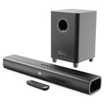 Bluetooth Sound Bar for TV | 2.1 Channel 300W Home Cinema Sound System | Wireless Subwoofer | Wall Mountable | HDMI ARC, Optical, AUX, USB Playback | Remote & Brackets Included | MAJORITY Naga 60 Plus