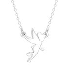 Disney Tinkerbell Sterling Silver Fairy Silhouette Pendant Necklace; 18" Chain