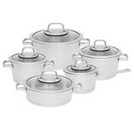 Berghoff 1110005 10pc (S) Pans Saucepans – Kits Kit (Stainless Steel, Stainless Steel, Stainless Steel, Stainless Steel, Glass, Ceramic, Gas, Halogen, Induction, Sealed Plate)