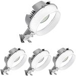 CINOTON LED Barn Light, Dusk to Dawn Outdoor Lighting, 42W 4950LM 5000K Daylight, Exterior Security Flood Light with Photocell, UL Listed, IP65 Waterproof Outside Area Fixture for Yard, Silver 4 Pack