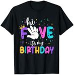 Hi Five Birthday Shirt For Kids Boys Girls Hi Five Crew T-Shirt