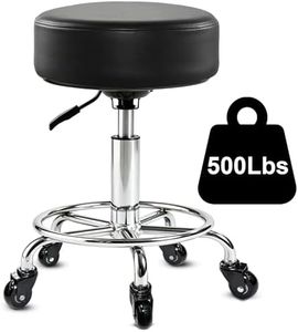 Adjustable Rolling Stool with Foot Ring, 500 lbs Heavy Duty Swivel Chair | Thick14cm Microfiber Leather-high-density Cotton Seat Cushion|Quiet Casters|Professional Work Stool for Salon Clinic Office
