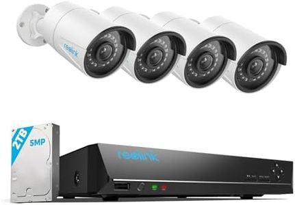 REOLINK 8CH 5MP Security Camera System, 4pcs Wired 5MP PoE Cameras for Home Security Outdoors, Smart Person Vehicle Detection, 4K 8CH NVR with 2TB HDD for 24-7 Recording, RLK8-410B4-5MP White