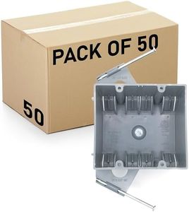 (50 Pack) 2-Gang PVC Electrical Box, Grey Outlet Box, Two Gang New Work Junction Box, Captive Nails, 32 cu. Inches, Length 3-3/4'', Width 2-1/4'', Depth 2-7/8'', 2 Hour Fire Rated Electrical Box