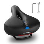 ROCKBROS Comfortable Bike Seat Bicycle Saddle for Men Women Waterproof Wide Soft Bike Cushion Dual Shock Absorbing Bike Accessories Fit for Mountain Road Bike with Reflective Strip Reflective Strip