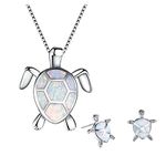 ClodeEU Jewellery Set for Women, Tortoise Multicolor Set Pendant Stud Clavicle Chain Ladies Turtle Jewelry Set Elegant Jewelry Gifts Accessory White