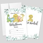 20 Sets Baby Shower Invitations With Envelopes,Botanical Woodland Watercolor Dinosaurs Double-sided Printed Baby Shower Invitation Invite Cards for Baby Girls Boys, Cute Dino Baby Shower Invites