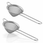 2 Pieces Fine Mesh Strainer Set, HaWare Stainless Steel Tea Strainers Conical Food Sieve with Long Handle, Filtering Tea, Cocktails, Juice, Coffee & Drinks, Dishwasher Safe