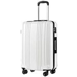 Coolife Luggage Suitcase PC+ABS with TSA Lock Spinner 20in24in28in (White, S(20in)_Carry on)