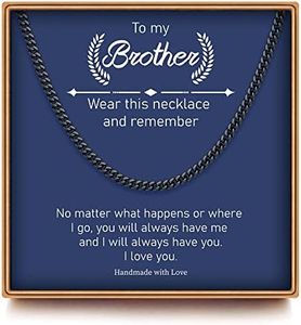 Ieftop Cuban Chain Necklace Gifts for Brother, Black Stainless Steel Chunky Cuban Link Chain for Men Brother Gifts from Sister Brother Necklace Christmas Gifts Birthday Gifts for Brother