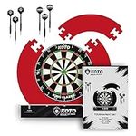 KOTO, Tournament Set Red, Bristle Face, Official Dimensions, Rotating Number Ring, 4 Piece Surround, Face Hanging Bracket, Two Complete Sets of 23 Gram Darts.