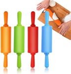 Faxco 4 Pack Mini Rolling Pin for Kids, 9 Inch Plastic Handle Rolling Pin Non-Stick Silicone Rolling Pins for Children Cake Baking